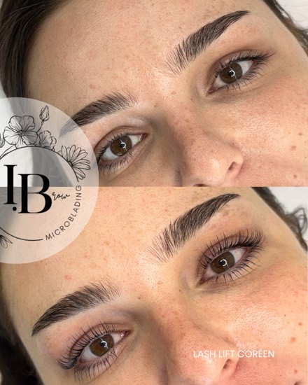 Avant / après lash lift coréen intégral avec teinture : un regard ouvert et magnétique.