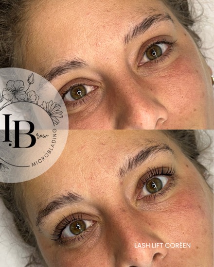 Avant / après lash lift coréen avec teinture : un effet mascara permanent sans alourdir le regard.